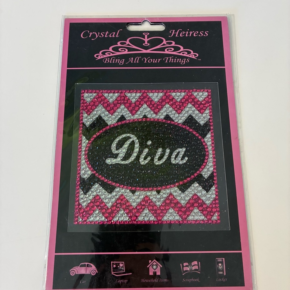 Crystal Heiress DIVA BLING Sticker Decal car laptop locker etc NEW NWT